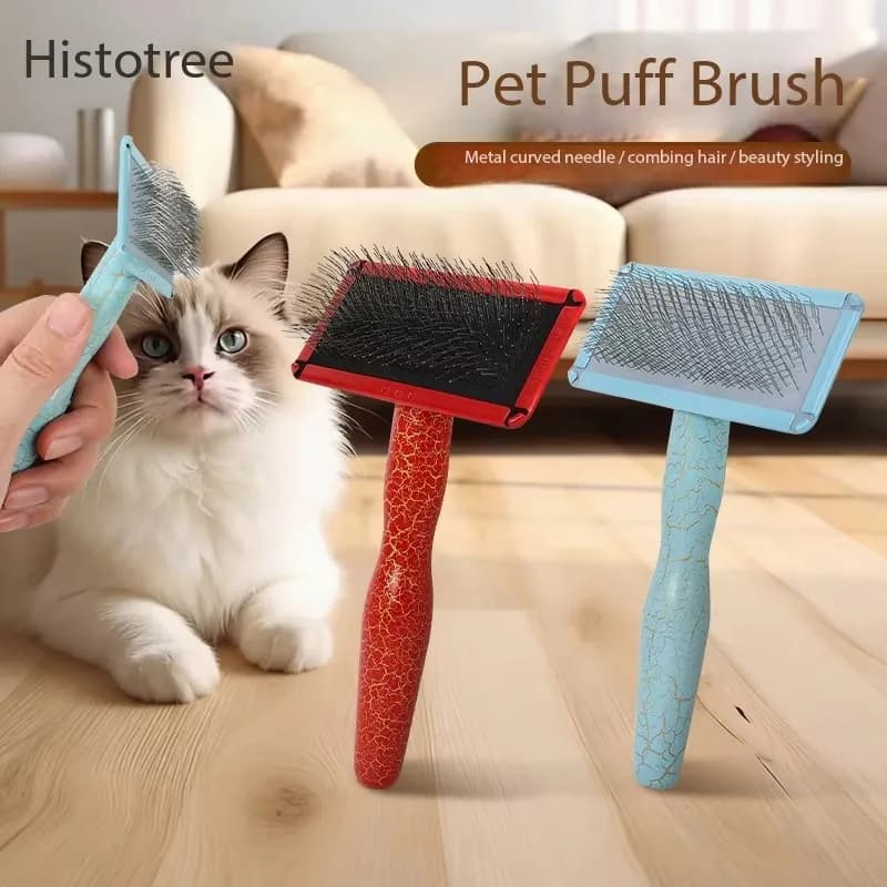 10 pettini in legno curvi per cani e gatti, multicolore, per la rimozione del pelo e la toelettatura.