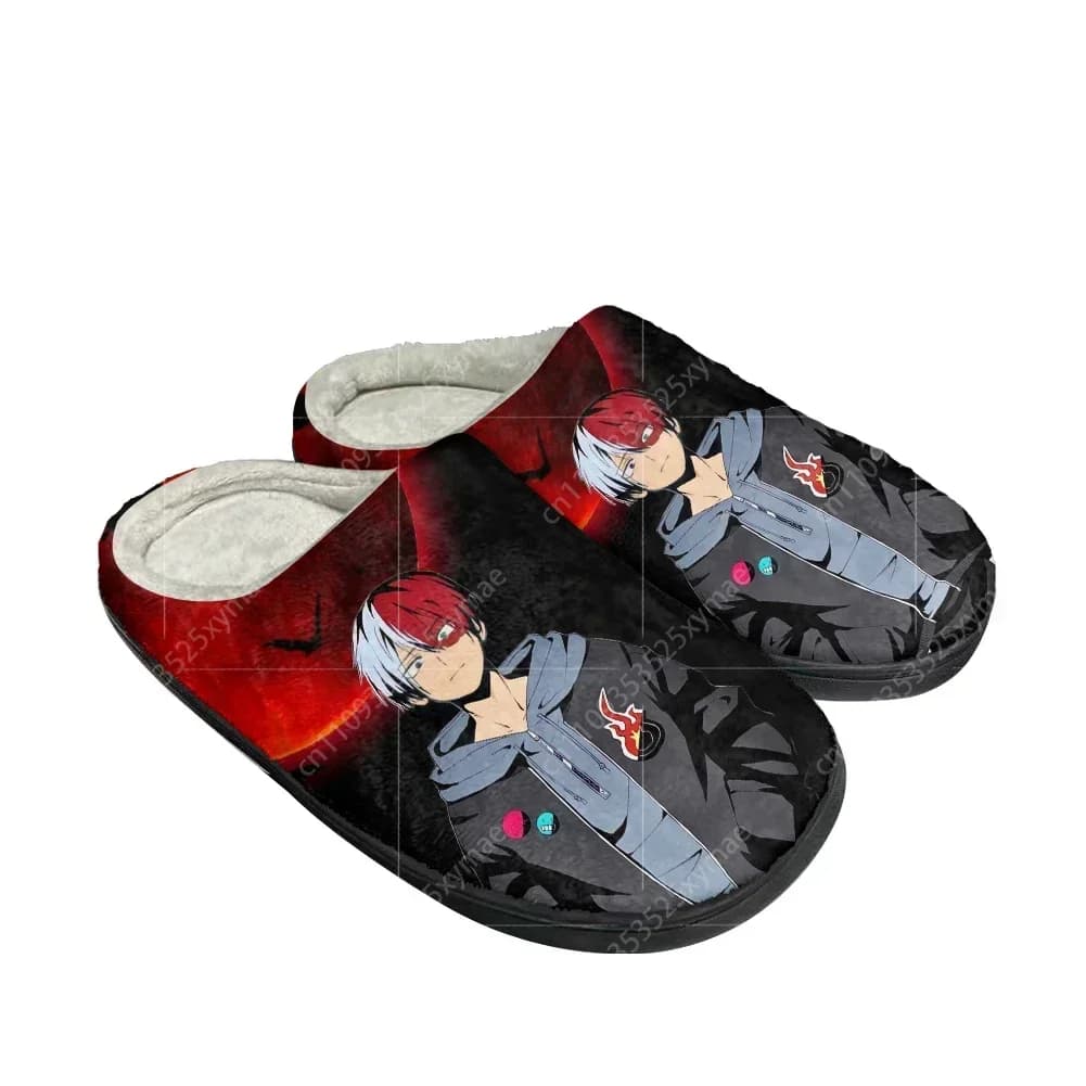 My Hero Academia Todoroki Shoto Pantofole alla moda da uomo e da donna, sandali in peluche, scarpe casual per mantenere il calore, pantofole termiche e comode