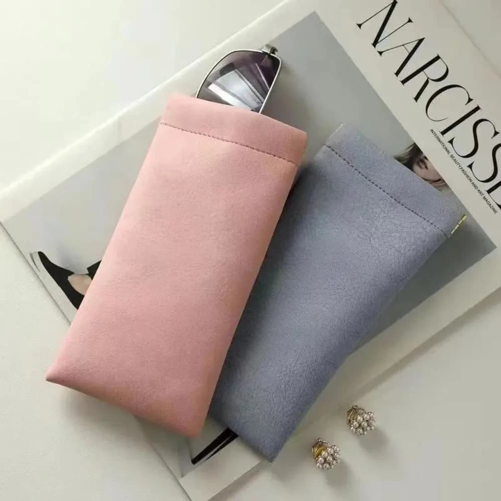 Nuova Custodia per Occhiali in Pelle PU Effetto Pecora, Semplice e Morbida, Borsa Porta Occhiali Impermeabile, Accessorio Solido per Occhiali