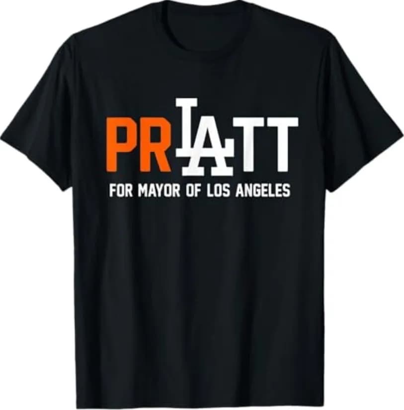 Design della maglietta Pratt per il sindaco di Los Angeles