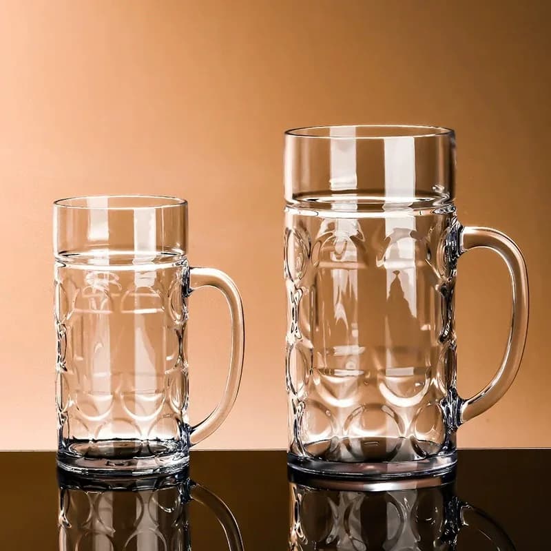Boccale da birra BPA realizzato in plastica riutilizzabile infrangibile in vetro acrilico trasparente per bar, feste, bevande fredde, succo, allegria per tazze