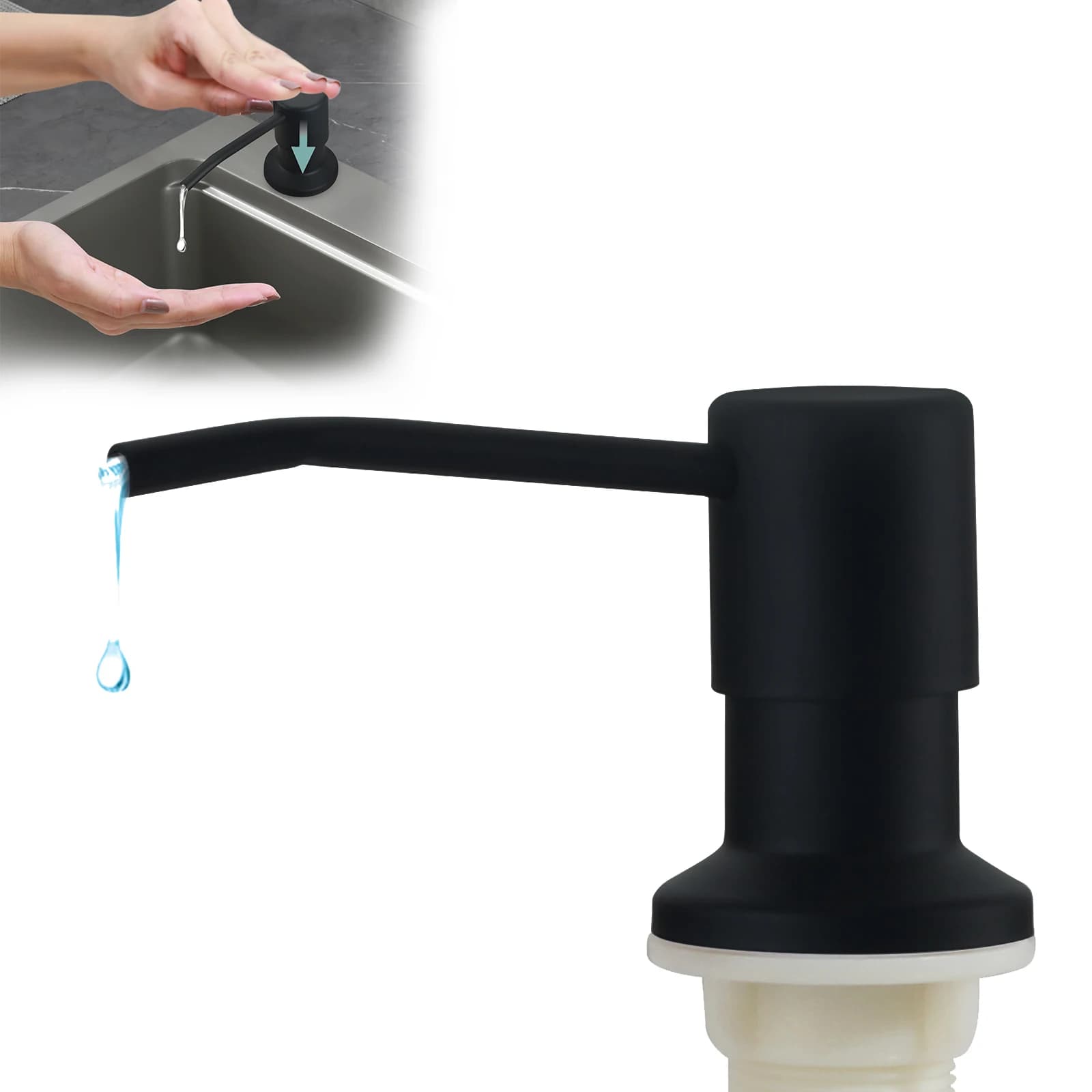 Pompa per sapone Lavello da cucina in acciaio inossidabile 304 Dispenser di sapone incorporato Testa della pompa per pressa per sapone con kit tubo di prolunga spazzolato
