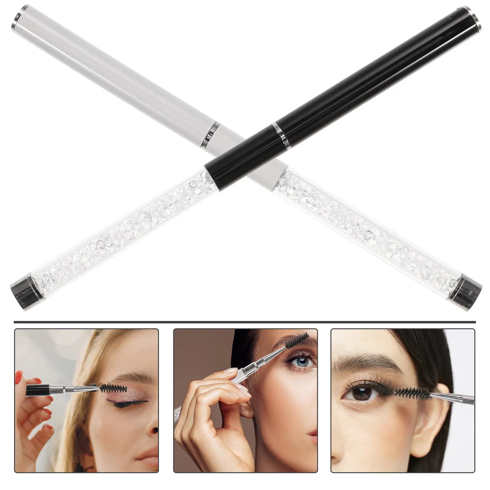 2 Pezzi Applicatore per Ciglia con Spazzola Morbida, Pettine Facile da Usare, Bacchetta per Mascara per Trucco Quotidiano, Strumenti per Ciglia Portatili e Compatti