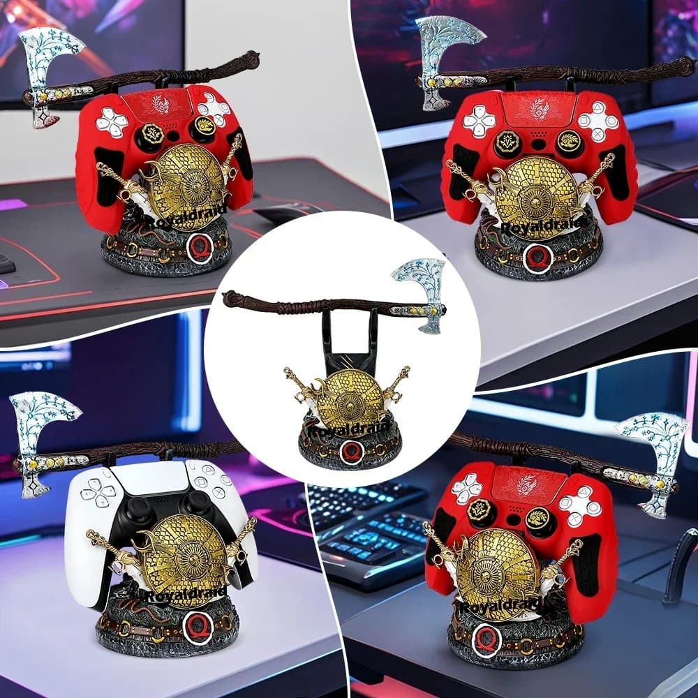 Supporto per Controller PS5/Xbox/PS4/Switch, Decorazione da Scrivania God of War, Supporto Universale per Telefono Cellulare