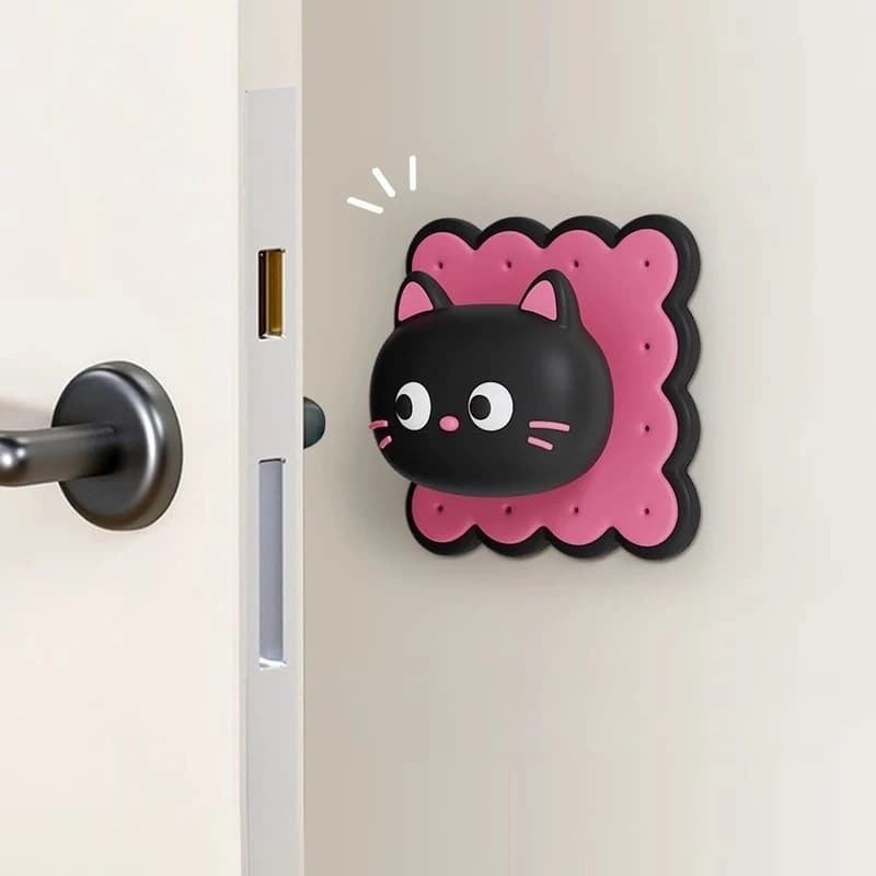 Simpatico gatto Fermaporta in silicone Maniglia per porta Blocco anticollisione Decorazione da parete Bambola Silenzioso Pad Ammortizzatore per porta riutilizzabile ​