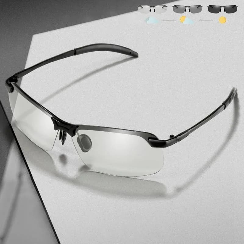 Occhiali da sole fotocromatici a mezza montatura, vintage, in metallo, polarizzati, per uomo e donna, per la guida notturna.