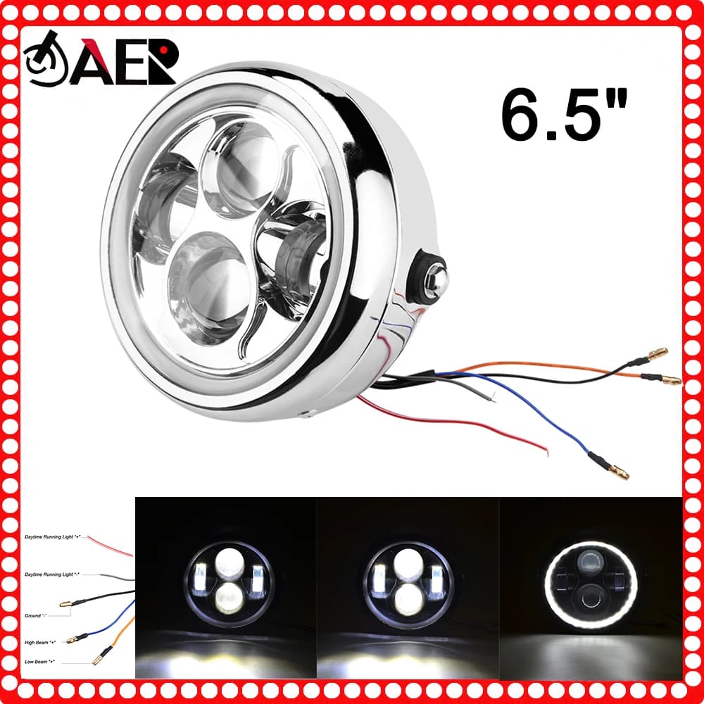 Lampadina per faro anteriore moto a LED da 6,5 "per Harley Sportster Bobber Cafe Racer Yamaha Honda Head Light