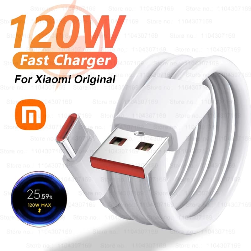 Original 120 W USB Turbo fast charging cable for Xiaomi mi 17 14 13 12 11 6A 67W Type C Redmi Cable Note 10 9 8 7 Pro K70 Little