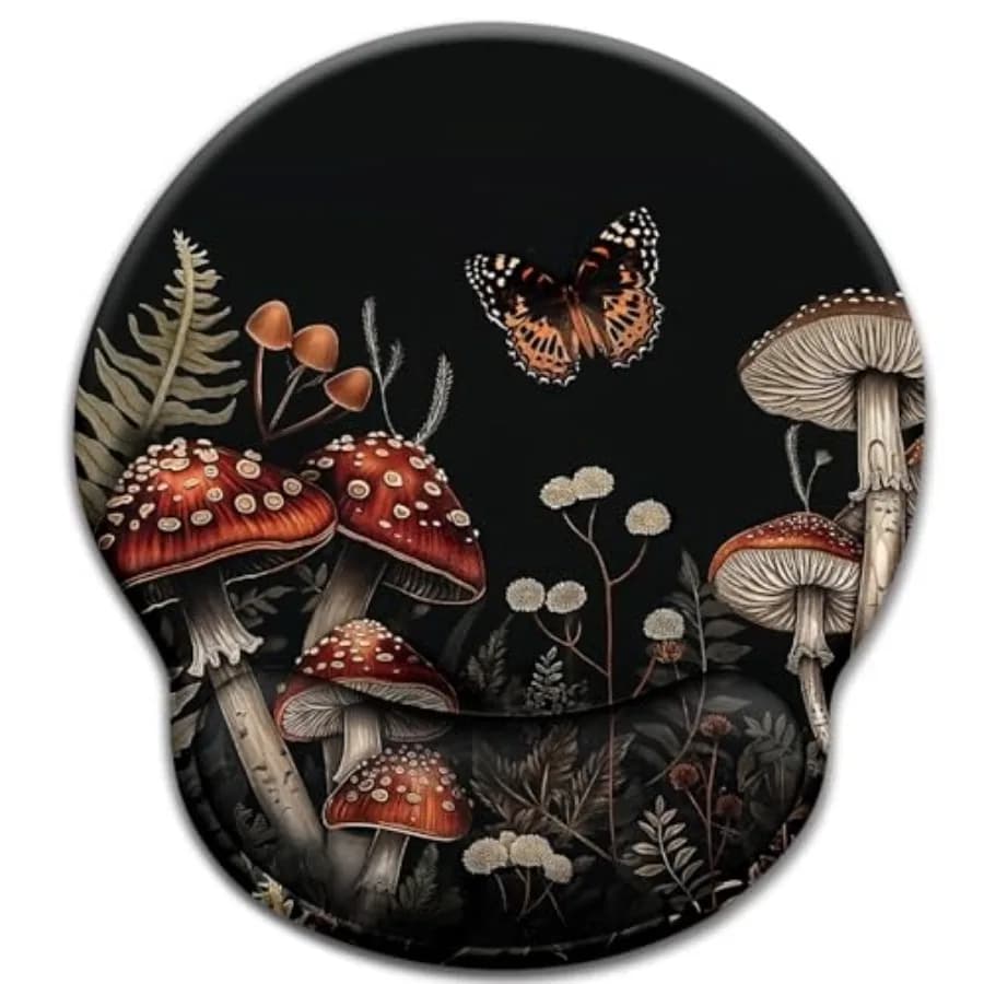 Mushroom Mouse Pad with Wrist Rest, Ergonomic Mouse Pad Wrist Support with Non-Slip Pain Relief PU Base, Funny Gaming Computer