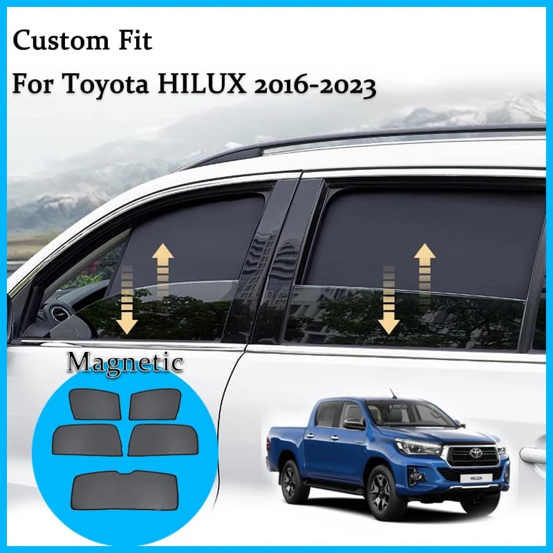 Per Toyota HILUX VIII Pickup Revo 2016-2023 Magnetico Auto Parasole Parabrezza Anteriore Telaio Tenda Lunotto Laterale Posteriore Tende Da Sole