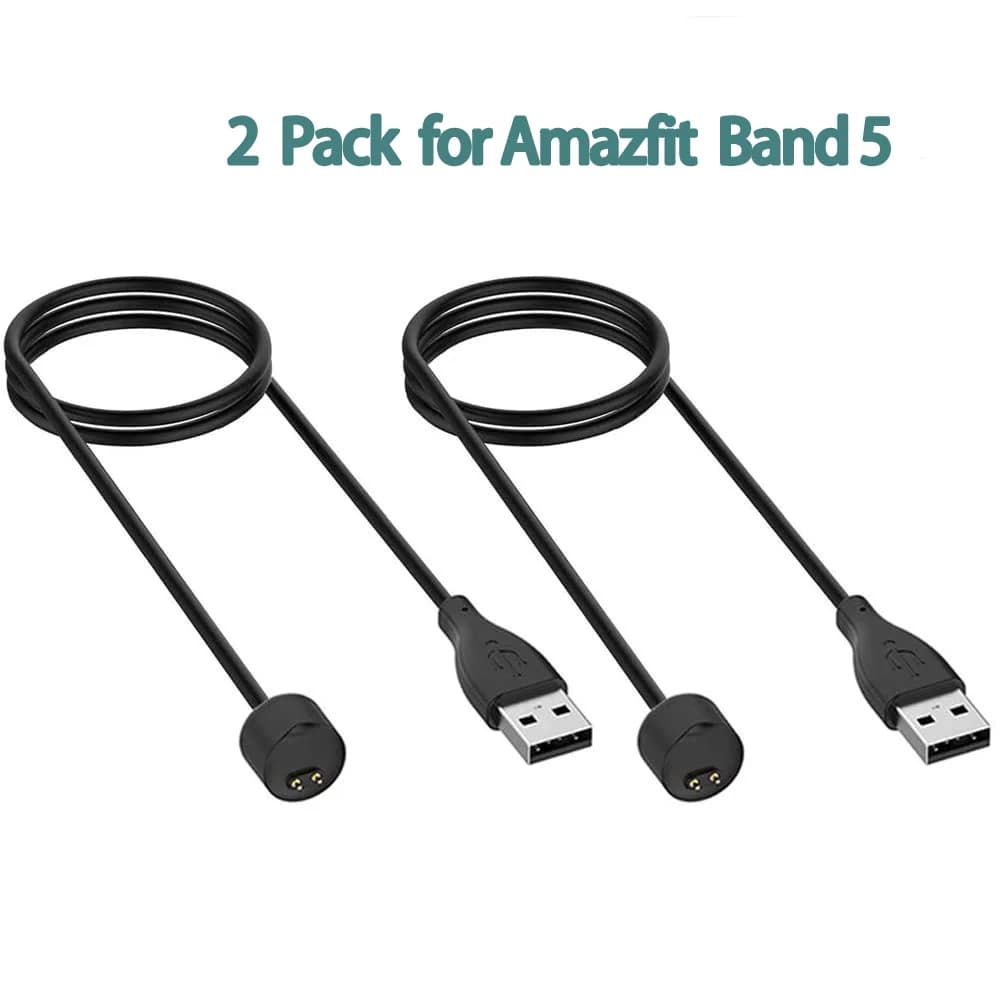 Confezione da 2 per Amazfit Band 5 Xiaomi Mi Band 7/6/5 Cavo di ricarica per caricabatterie sostitutivo per caricabatterie USB Smart Watch