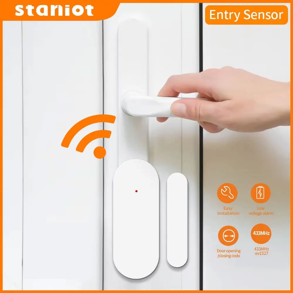 Staniot DS100 Tuya 433mhz Accessori di allarme Telecomando intelligente Sensore di allarme per porte e finestre senza fili Rilevatori di porte aperte/chiuse