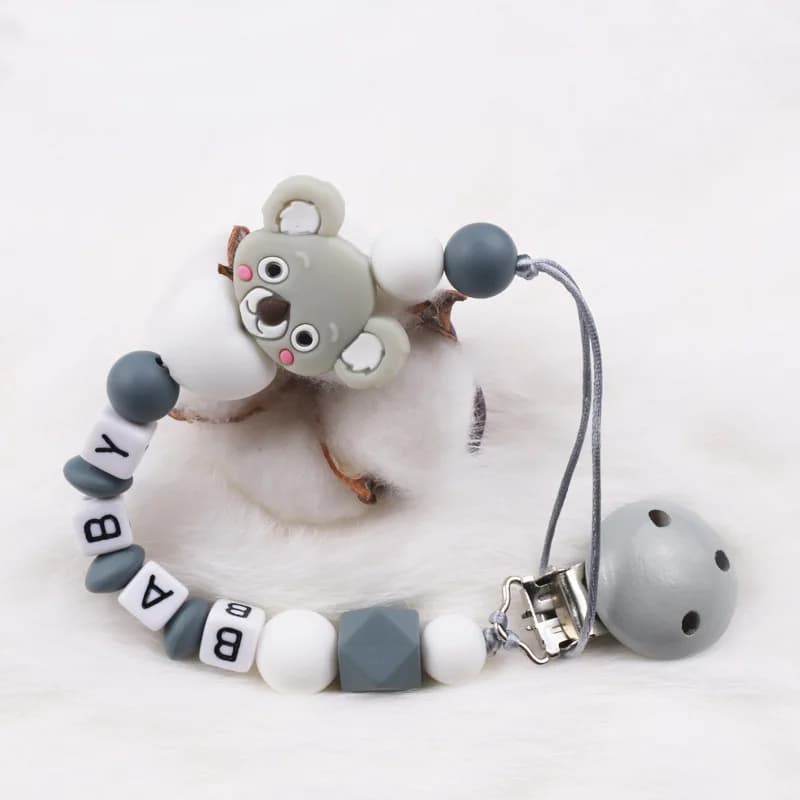 Nome personalizzato per bambini Clip per ciuccio Catene per ciuccio Catena per dentizione per bambini fatta a mano Clip per capezzoli Giocattoli Regalo Neonato personalizzato