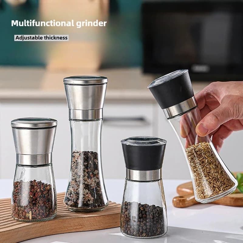 Set di saliere e pepiere da 180/300 ml con supporto, macinapepe e saliera in acciaio inossidabile, macinapepe multifunzione