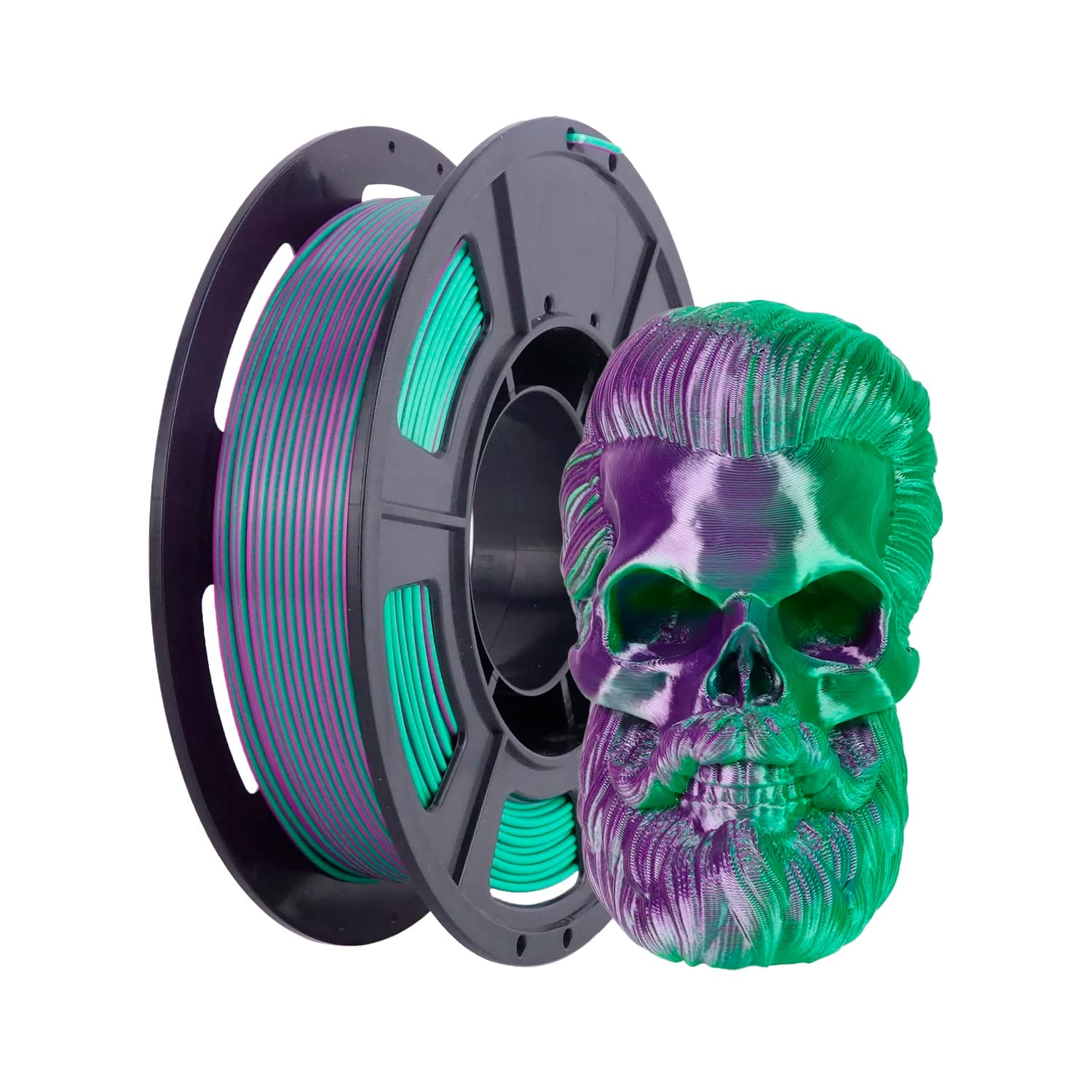 3D PLA Printing Filament PLA Multicolored Filament Two-tone Silk Filament 1,75 mm, suitable for most 3D printers Green/violet silk, 0.25 kg (