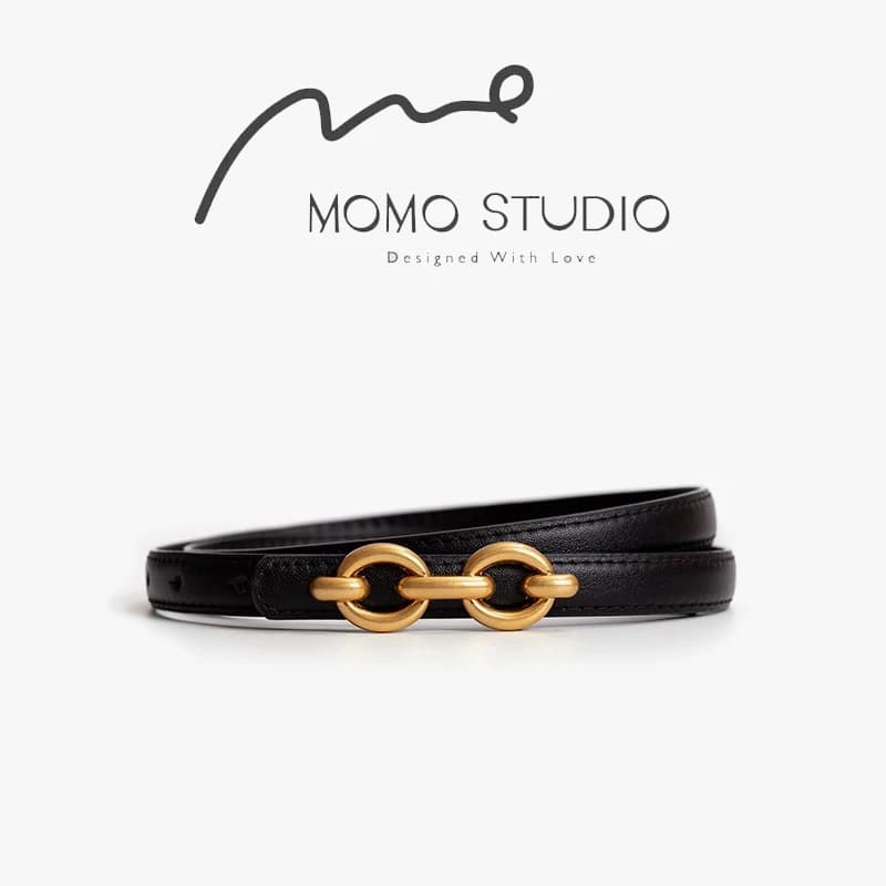 New Trendy Women Belt Genuine Leather Adjustable Gold Buckle Belt Women Fashion Thin Cowskin Belts Female Jeans Dress Waistband