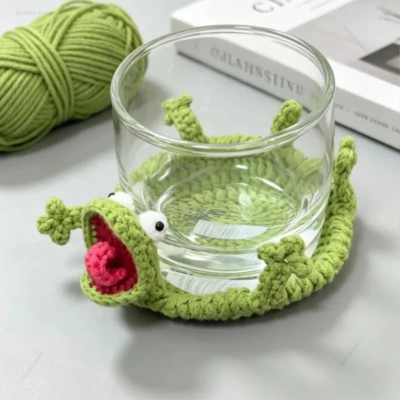 Kitchen Water Cup Mats Fun Little Lizard Coasters Crochet Lizard Coaster Cute 3D DIY Handmade Living Room Funny Animal Cup Mats
