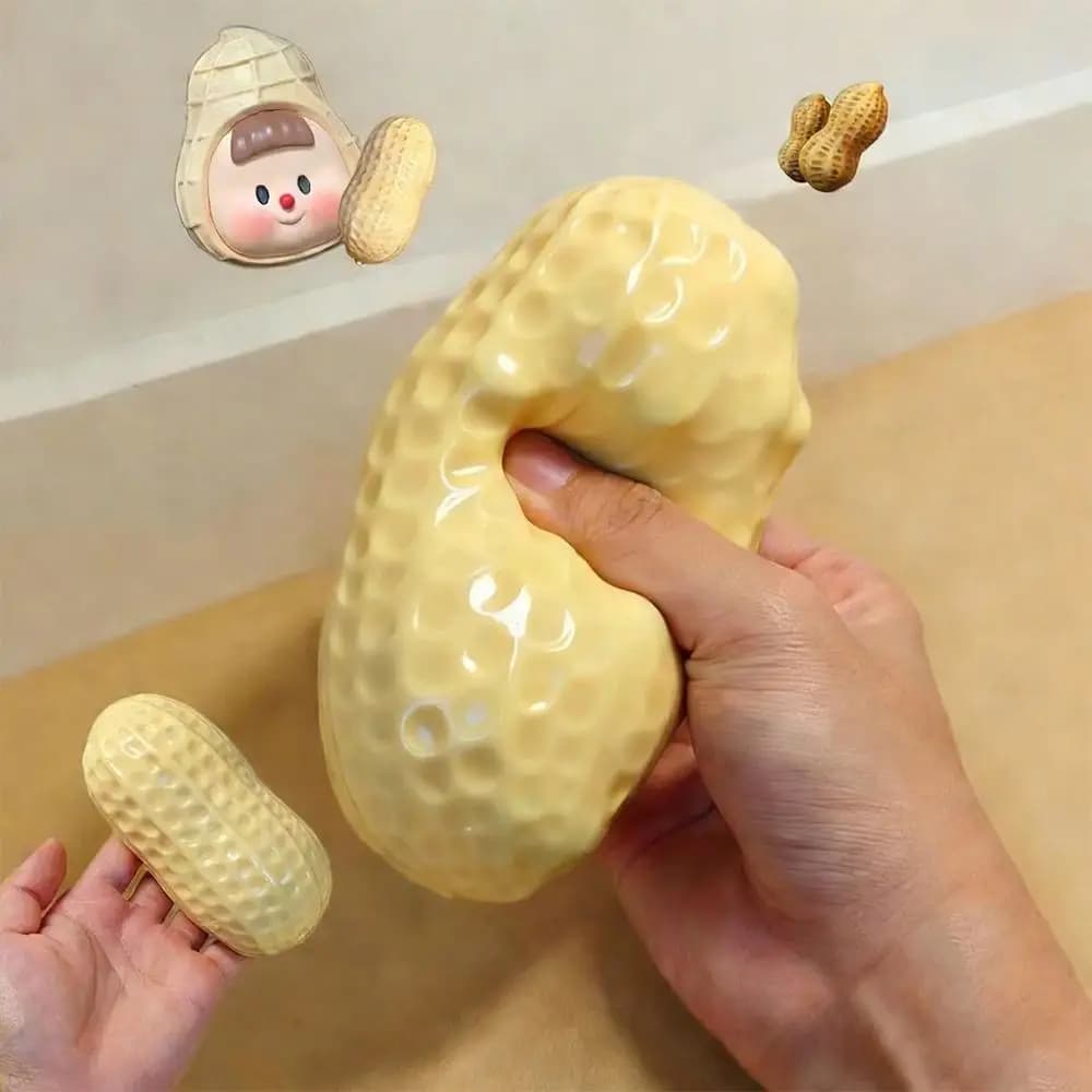 Pallina Antistress a Forma di Arachide, Giocattolo Morbido e Soffice, Giocattolo Sensoriale ASMR per Bambini e Adulti
