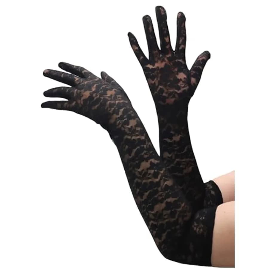 ATHX Lace Opera Tea Party Gloves for Women 19" Length Elegant Floral Bridal Wedding Prom Long Gloves Costume Accessories