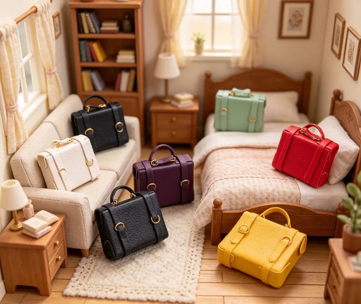 Set di Mini Valigie per Casa delle Bambole in Scala 1:12, Valigia e Valigetta in Miniatura, Accessorio per Fotografia e Diorama Fai-da-Te