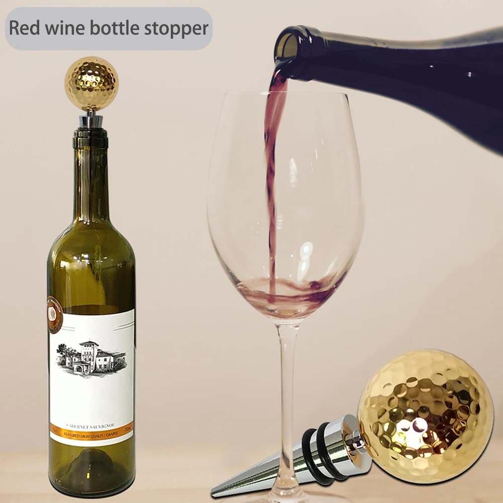 Conservatore di Vino in Acciaio Inossidabile a Forma di Pallina da Golf, Regalo Unico per gli Appassionati. Collezione per gli amanti del golf