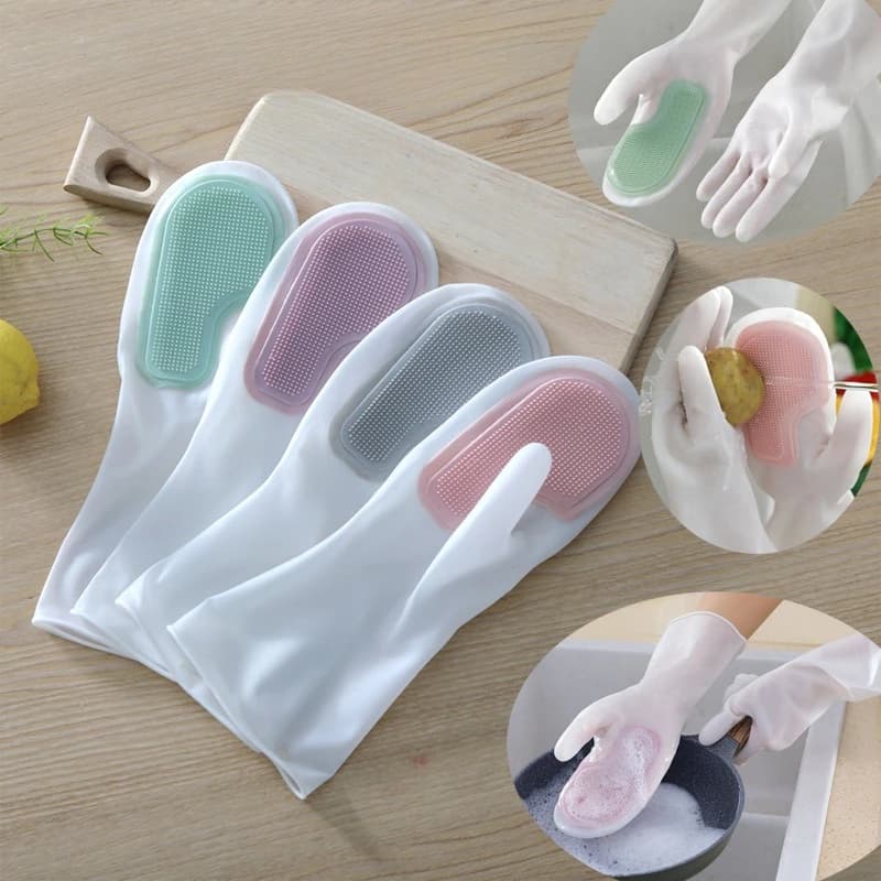 Guanti Magici Multifunzione per Lavaggio Piatti, in Plastica e Lattice, Impermeabili, per Pulizia Domestica e Lavaggio Stoviglie