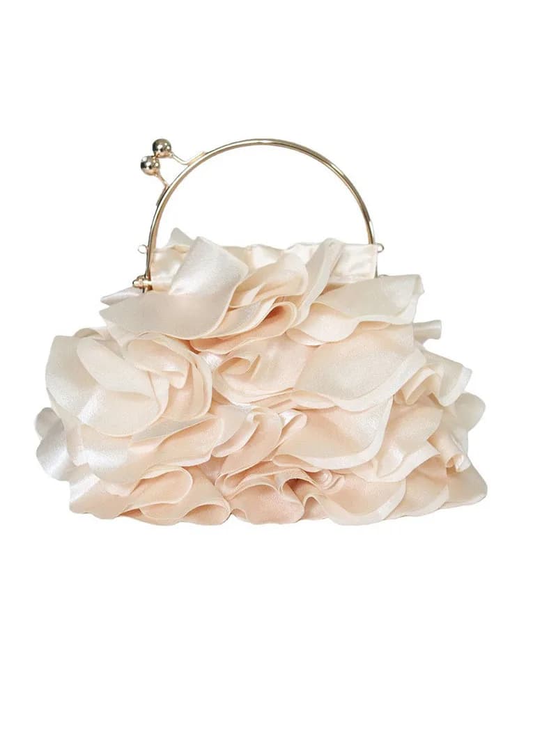 Elegant Rose Satin Evening Handbag Floral Artwork Stylish Versatile Women's Clutch Handheld Bag Fashionable Shoulder Bag