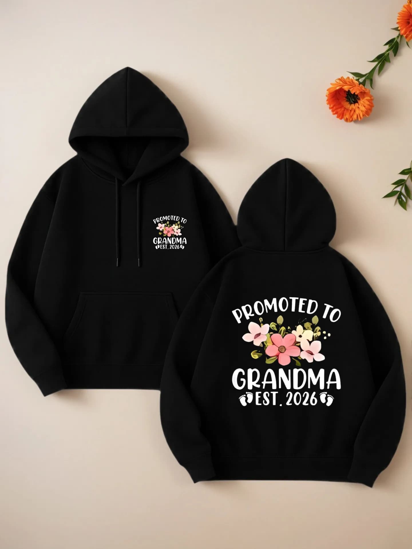 Felpa con cappuccio grafica da donna, stampa grafica floreale, estetica casual, in pile, abbigliamento casual quotidiano, per donna