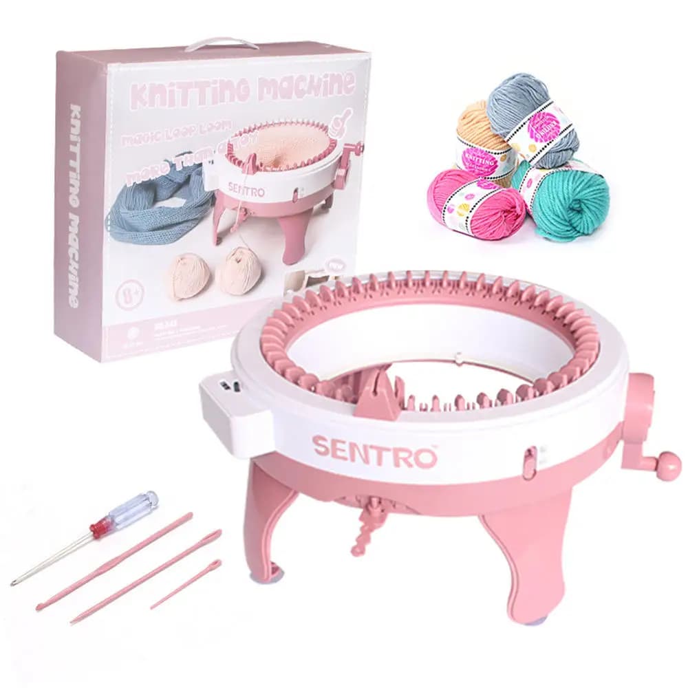 40 Needles Knitting Machine Kit Hand Crank Flat Circular Weaving Loom With Yarn Tools For Hats Scarves Gloves Sweater DIY Craft