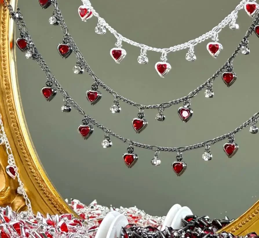 0,5/1 m pistola nero rosso ciondolo con strass catena in rame serie scura catena collana fai da te bigiotteria creazione di accessori