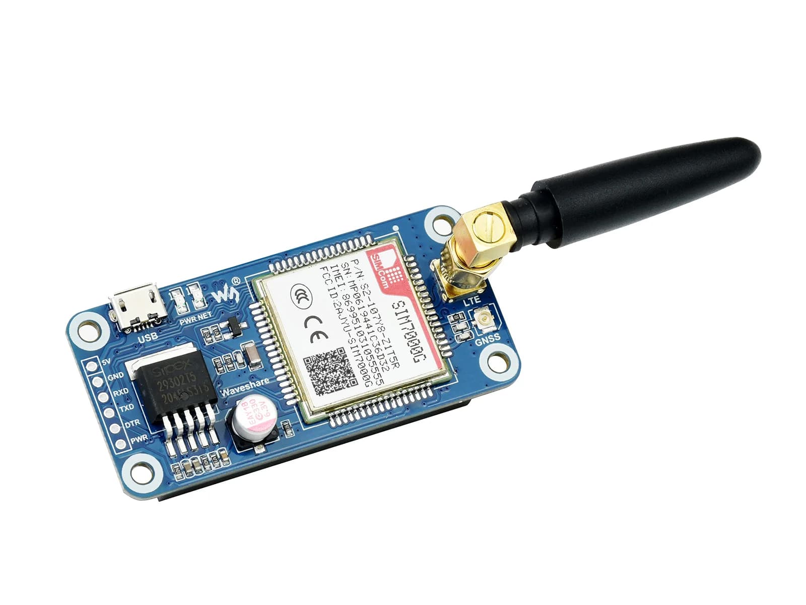 SIM7000G NB-IoT-based SIM7000G, NB-IoT / Cat-M / EDGE / GPRS HAT for Raspberry Pi, GNSS positioning, global bandwidth support