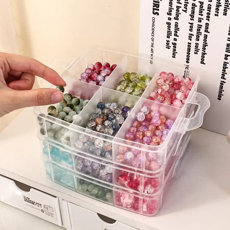 Nuova scatola portaoggetti in plastica trasparente a 3 livelli con 18 scomparti regolabili e impilabili per organizzare giocattoli, gioielli e accessori