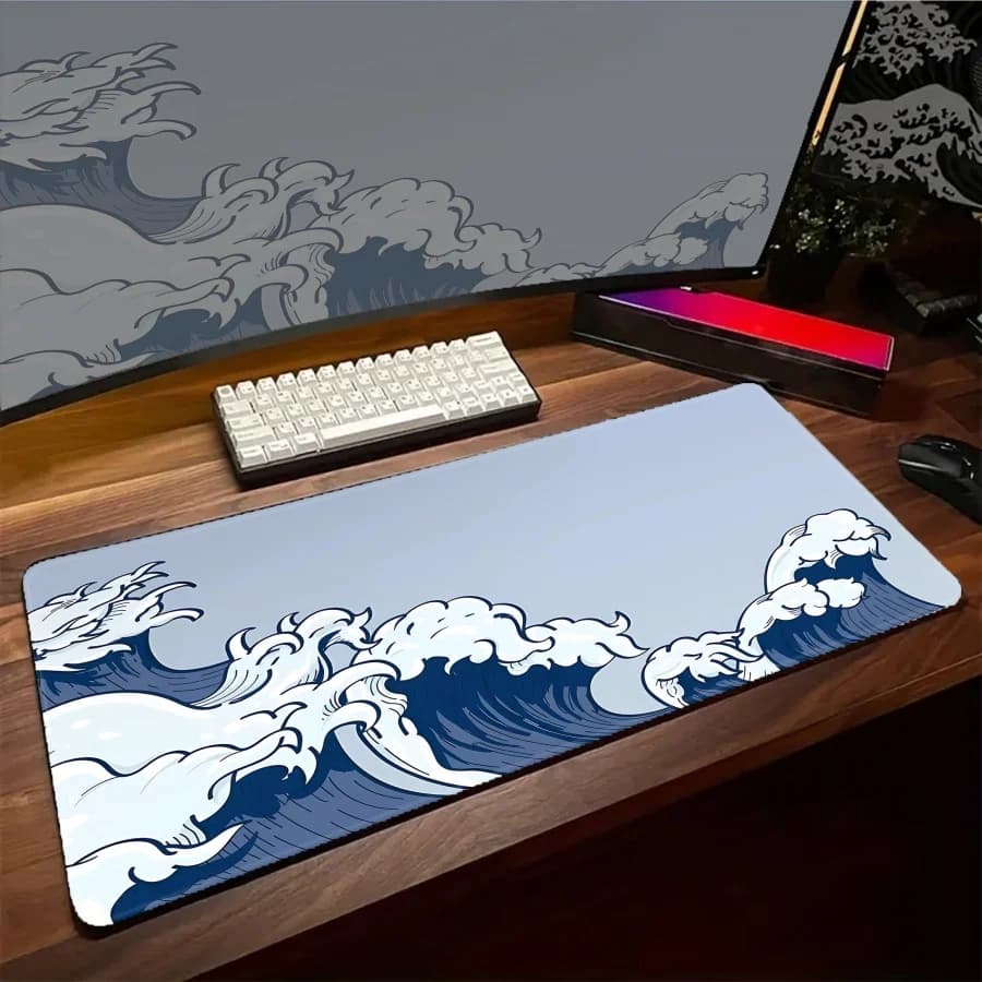 Tappetino per mouse Great Wave Kawaii con design anime, tappetino per computer, tappetino da scrivania, tappetino in gomma, tappetino da gioco per PC, tappetino per mouse