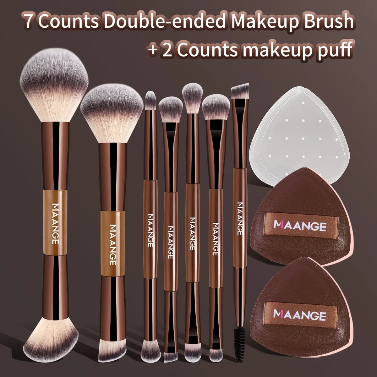 MAANGE 7 Makeup Brushes and 2 Sponges Multifunction Makeup Brushes Eye Brushes Make-up Brushes Kabuki Brushes for Beginners