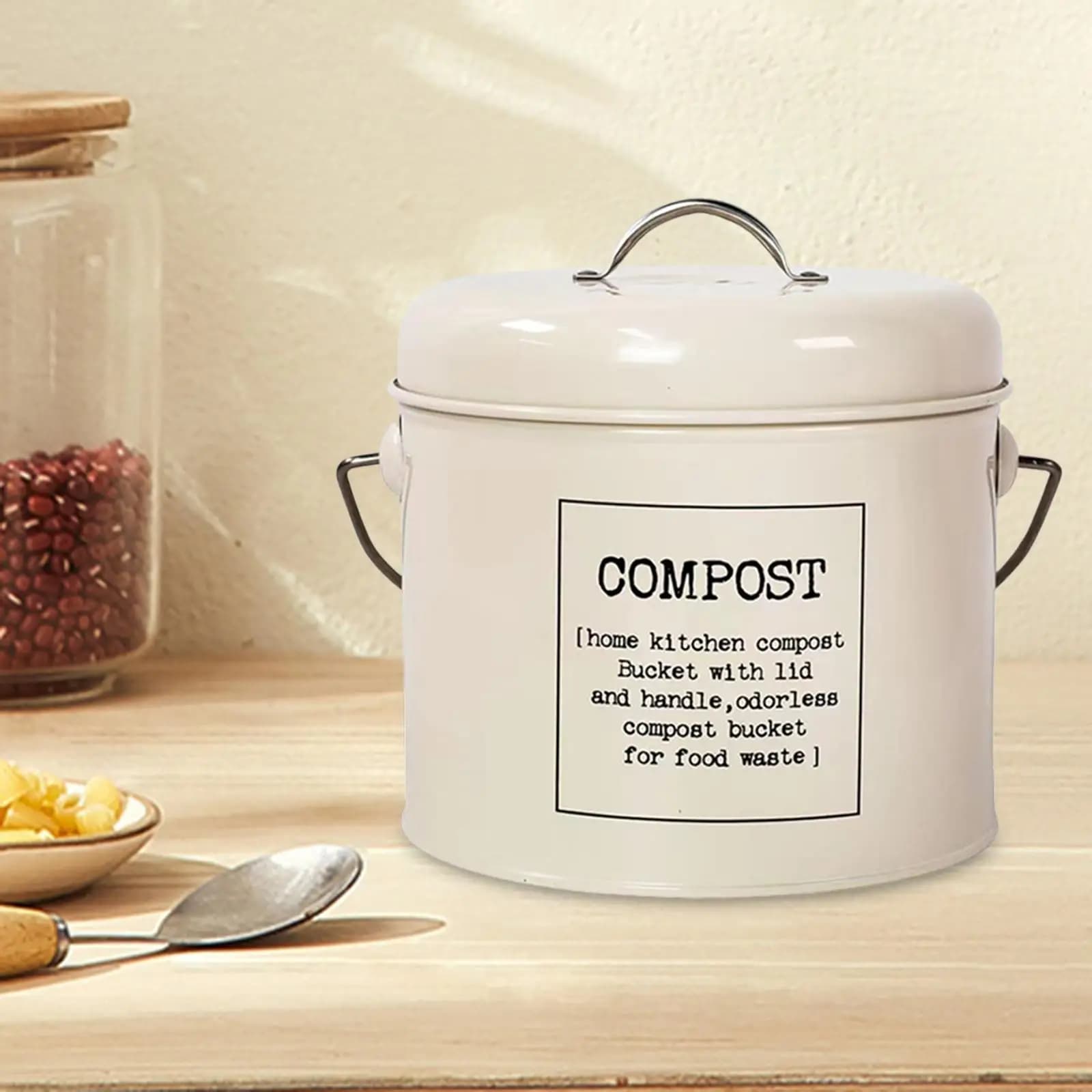 Compostiera per Alimenti Inodore, Contenitore Ecologico per Scarti Alimentari con Coperchio, Bidone per Bagno, Casa, Camera da Letto, Armadio, Soggiorno