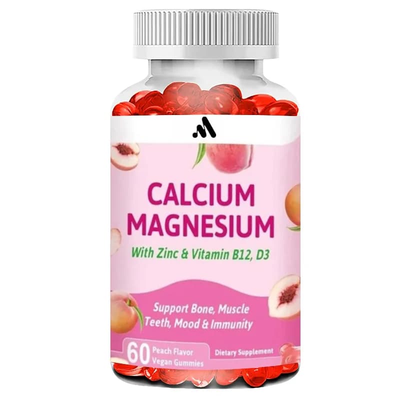 Calcium gums, Magnesium and Zinc with Vitamin D3 and B12, Calcium supplements, 60 Gommose al Gusto Pesca