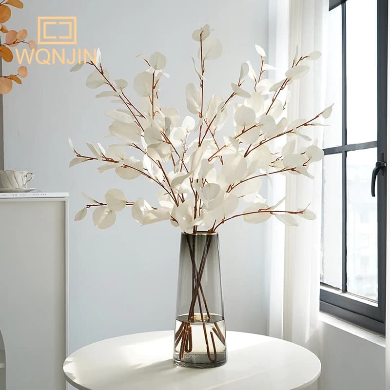 1 PC, simulated eucalyptus leaf apple plant green hotel wedding house decoration autumn branch single tree leaves