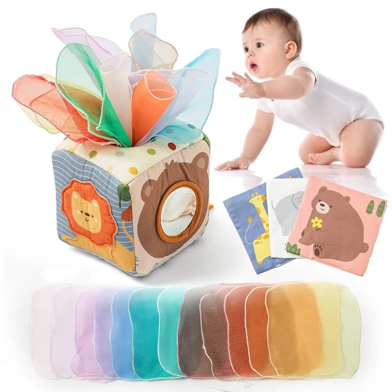Baby Montessori sonaglio giocattolo cotone animale scatola del tessuto bambino dito esercizio panno occupato scatola giocattolo attività educativa del bambino giocattolo sensoriale