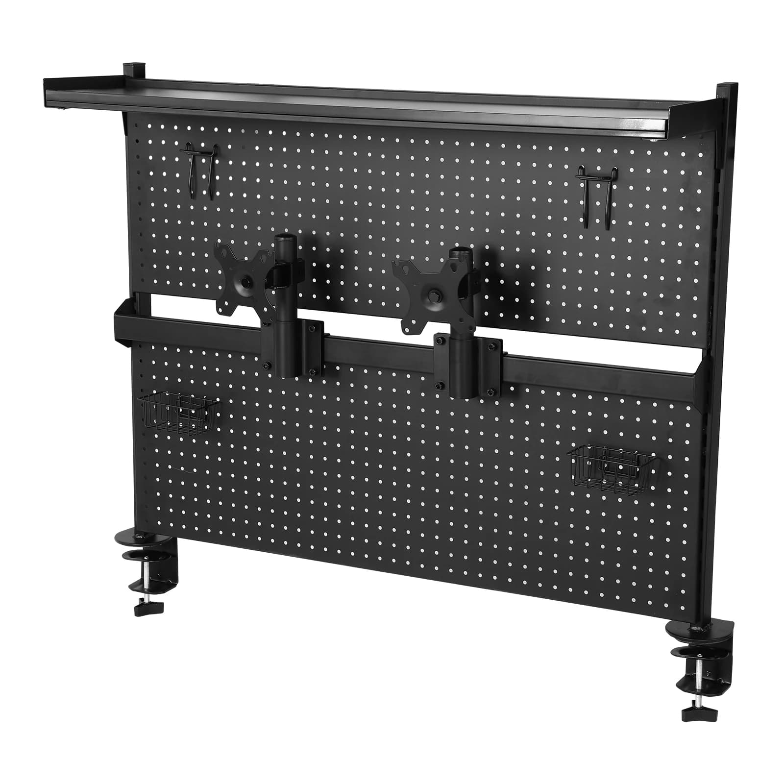Metal Desktop Organizer with Monitor Stands Computer Accessories Modular Pegboard 51 X 34 Inch for Home Office Dorm Gaming Desk