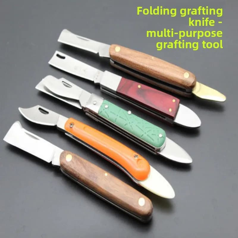 Double blade graft knife, Multifunctional stainless steel, Foldable power knife, Fruit tree graft tool and plants
