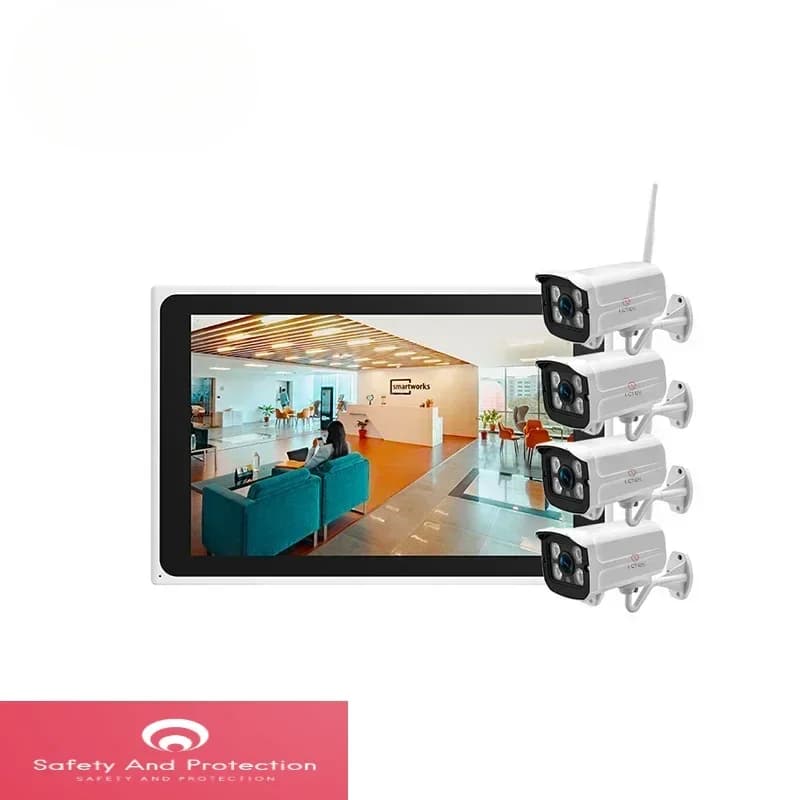 Wireless LCLCTEK TUYA SMART 4CH NVR Kit with 10 Inch LCD Screen, CCTV Security Camera System