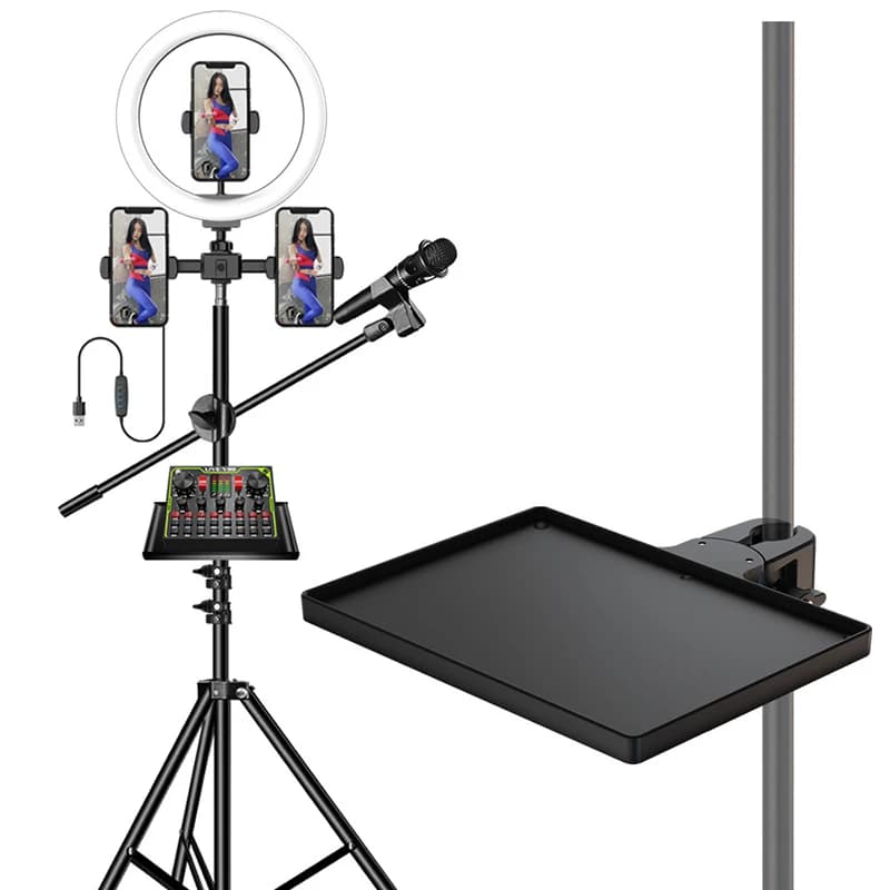 New Microphone Stand Soundcard Tray Clip Holder For Live Tripod Bracket Mic Holder Accessories