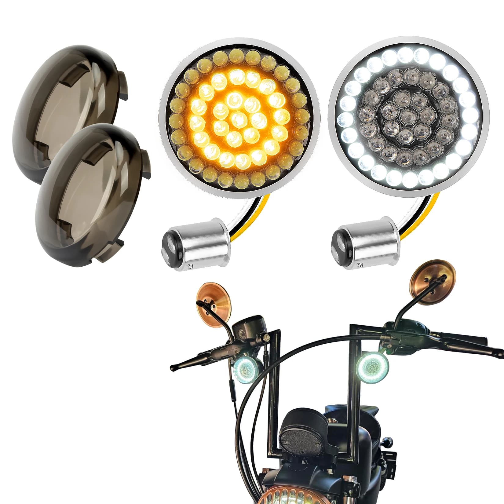 Motorcycle Bullet 48 Leds Front Turn Signal Lights 1157 for Softail Dyna Touring Sportster Street Glide Road Glide 1997-2024