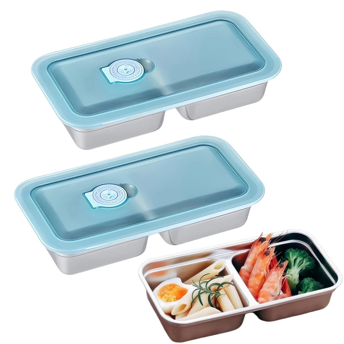 Contenitore per Alimenti in Acciaio Inox a Prova di Perdite, Contenitori per Preparazione Pasti Blu, Soluzione per Conservazione Snack da Viaggio
