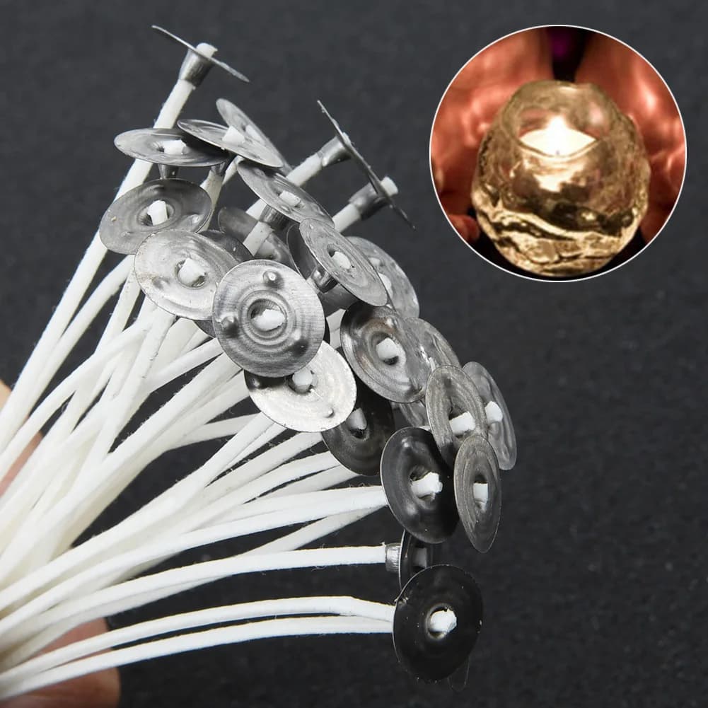 30 pcs 10 cm wicks for pure cotton butter without smoke wicks for waxed cotton core candles with supporters for the production of diy candles