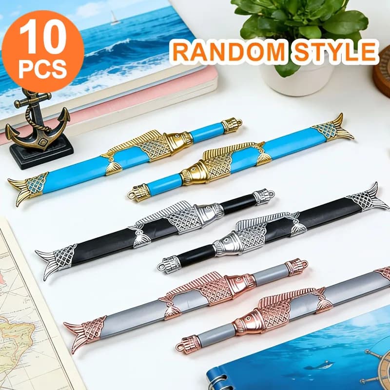 10 set di penne gel a forma di pesce (0,5 mm), penne carine con scrittura fluida e asciugatura rapida, adatte per la scuola, lo studio, l'ufficio, premi in classe e regali di compleanno