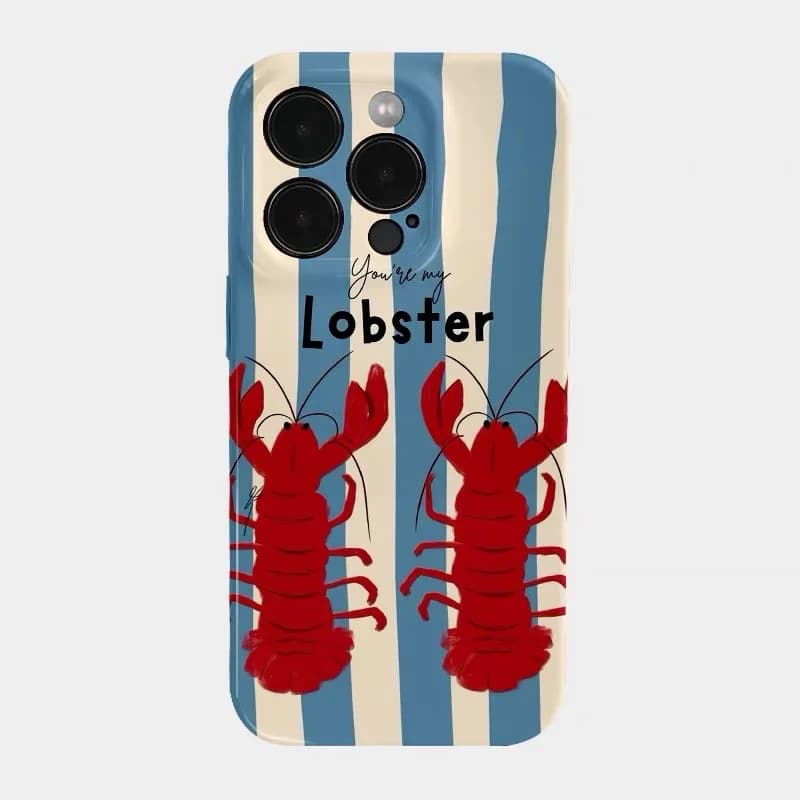 Blue Striped Crayfish Phone Case for IPHONE 17 Air 16E 15 PROMAX 14 Plus 13 12 MINI 11 PRO 16Plus XR XS MAX Acrylic Phone Cover