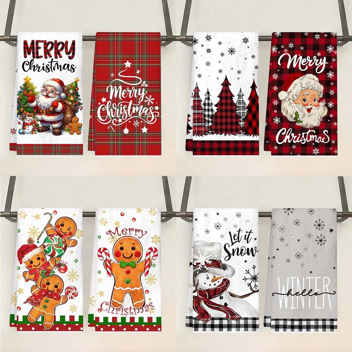2 pieces Christmas kitchen towels Scottish Christmas buffalo towels Christmas decorations for the house 2025 Navidad Noel Kitchen towels Gifts