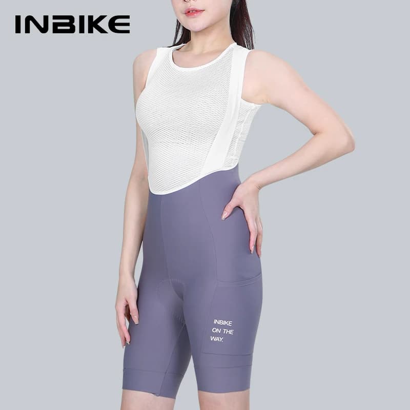 INBIKE Women's Cycling Shorts Solid Color Cycling Shorts with Women's Gel Breasts Long cycling shorts with side pockets