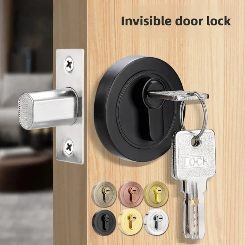 Hidden door lock; hidden lock; wooden door lock; single and two-sided lock; bedroom lock; corridor lock; auxiliary ind
